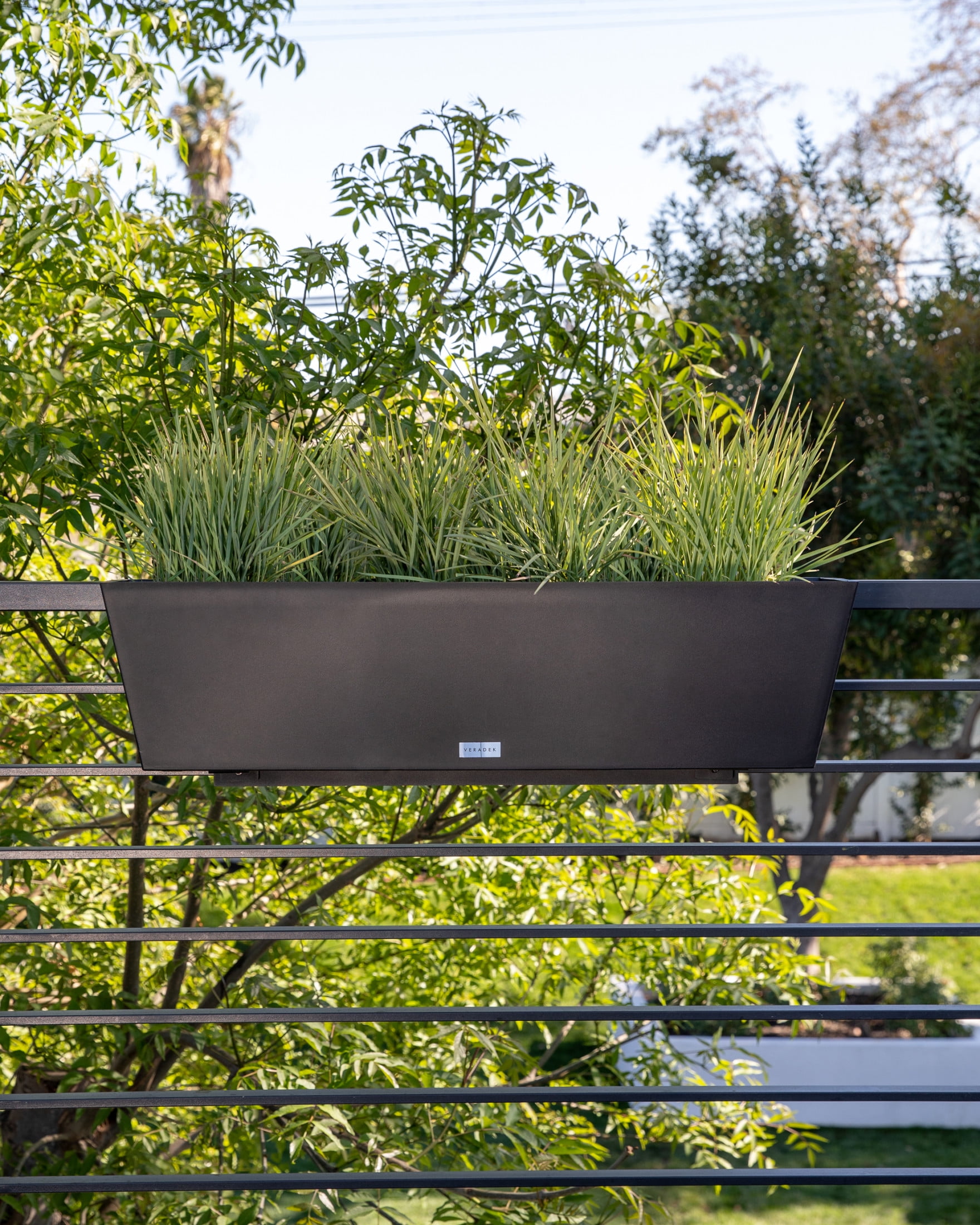 Veradek Pure Series Railing 36" Plastic Planter - Black