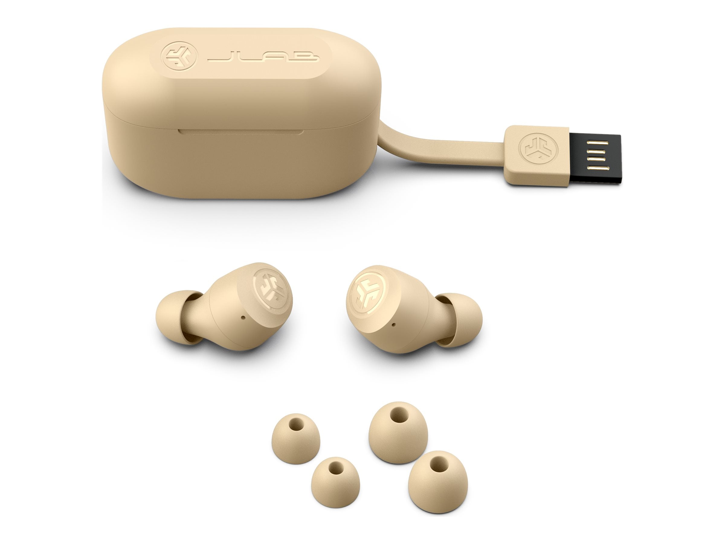 JLab Go Air Tones True Wireless Earbuds Designed with Auto On and Connect, Touch Controls, 32+ Hours Bluetooth Playtime, EQ3 Sound, and Dual Connect, Natural Earthtone Color (728 N)