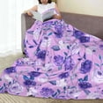 thumbnail image 6 of Honeii Violet Print Fleece Blanket - Throw Blanket for Bed, Sofa, Couch, Camping, and Travel , Microplush Ultra Soft Warm Blanket-80"x60", 6 of 7