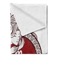 thumbnail image 2 of Virgo Soft Flannel Fleece Throw Blanket, Vibrant Color Abstract Image Zodiac Sign Long Haired Girl with of Virgo, Cozy Plush for Indoor and Outdoor Use, 70" x 90", Ruby Brown White, by Ambesonne, 2 of 5