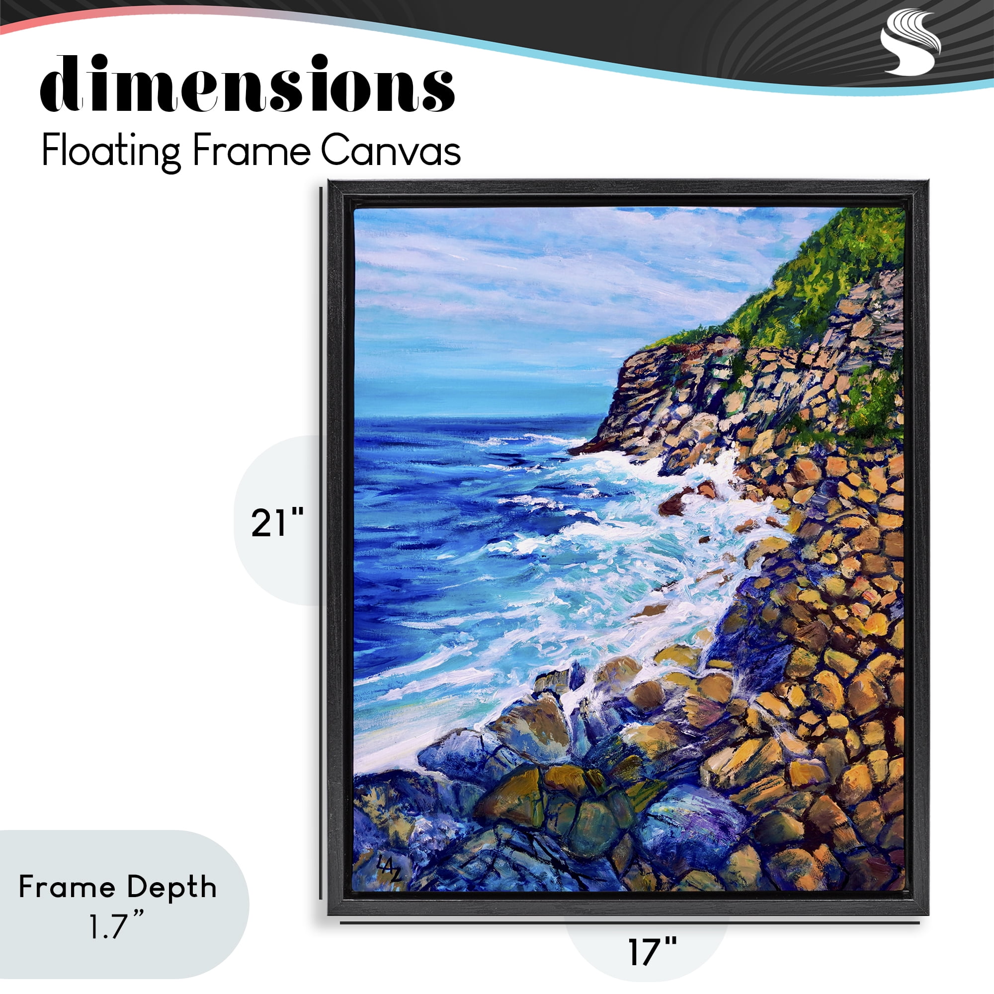 Stupell Industries Cliffside Ocean Spray Black Framed Floater Canvas Wall Art, design by Lee Ann Zirbes