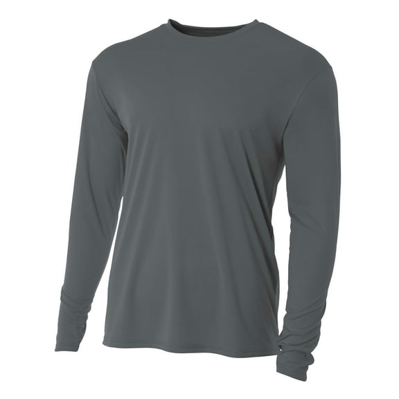 A4 N3165 Mens Cooling Performance Long Sleeve Crew - Graphite - 4XL