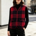 thumbnail image 2 of Cmfcve Women's Plus Size Plaid Fleece Vest Button Down Sleeveless Warm Jackets Fall Winter Casual Outerwear, 2 of 6