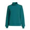 thumbnail image 6 of Women's Solid Color Turtleneck Sweatshirt,Raglan Sleeve Pullover Top,Casual Loose Fit Streetwear,Comfortable Fleece Lined Crewneck Sweatshirt for Women,Oversized Casual Wear for Daily Use Navy, 6 of 6