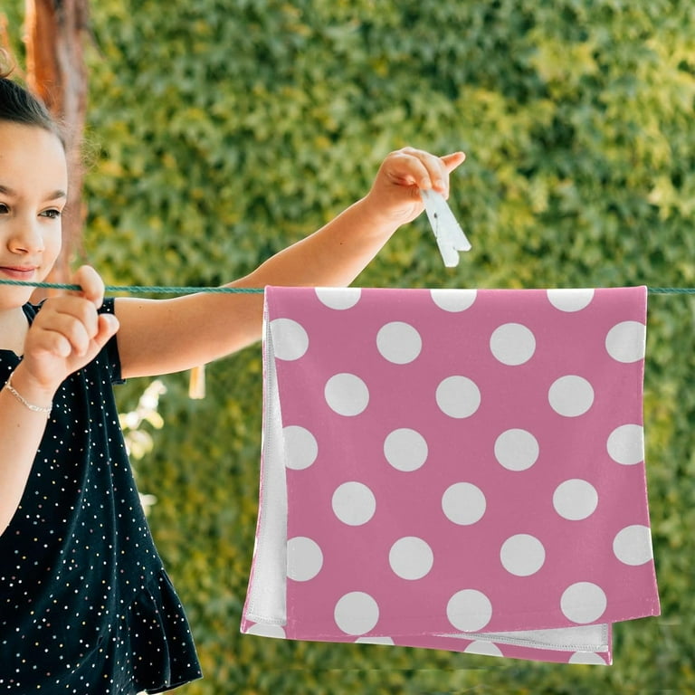 GZHJMY Pink Polka Dot Hand Towel Set of 2 Highly Absorbent Soft Face Hand Towels for Bathroom Kitchen Hotel Gym and Spa 14 x 28 Inch 14 x 28 Inch Walmart