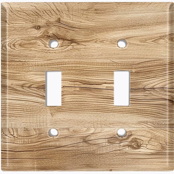 Metal Light Switch Wall Plate Outlet Cover (Printed Image of Wood Grain - Double Toggle)