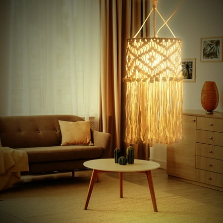 

Macrame woven Lamp Shade Boho Hanging Lamp Shade Pendant Light Cover Modern Home Decor
