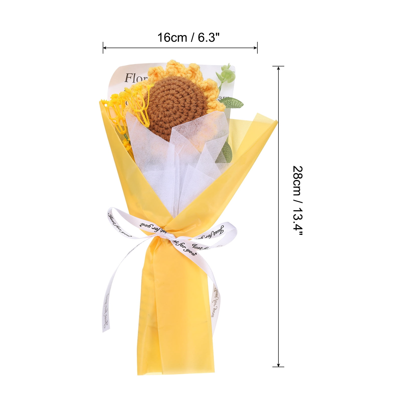 Unique Bargains Crochet Flowers Bouquet Handmade Knitted Flower for Celebration Yellow