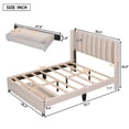 thumbnail image 7 of Full Bed Frame, Velvet Upholstered Platform Bed with a Big Drawer, Storage Bedframe with Headboard and Footboard, Wooden Bed Frame with Strong Wooden Slats, No Box Spring Needed, Beige, 7 of 7