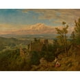 thumbnail image 2 of Hans Thoma 18x15 Black Ornate Wood Framed Double Matted Museum Art Print Titled - The Ruins of the Castle at Hohenbaden; Looking Out Over the Rhine Valley (1889), 2 of 5