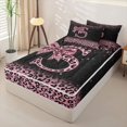 thumbnail image 2 of Homewish Cute Pink Leopard Print Zipper Full Size Comforter Sets with Fitted Sheet and 2 Pillowcases for Girls, Bowknot Letter S Zipper Bedding Set,4pcs, Black Reversible, 2 of 6