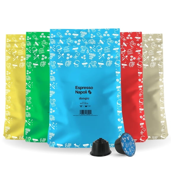 Dongiò Caffè Variety Pack Compatible Nescafe Dolce Gusto Capsules Italian Dark Medium and Light Roast Coffee Pods, 100 Ct