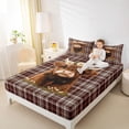 thumbnail image 4 of Feelyou Kawaii Farmhouse Cow Full Size Sheets for Kid, Cartoon Flower Animal Bed Sheets, Brown Vintage Buffalo Sheet Sets, Ultra Soft Bedroom Decor, 4 Pieces, 4 of 7