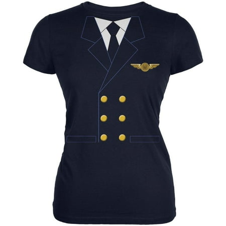 Airline Tee - Halloween Airline Airplane Pilot Navy Juniors Soft T-Shirt