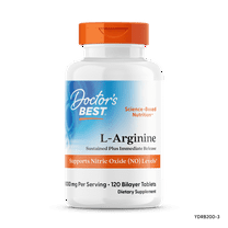 Doctor's Best Sustained Plus Immediate Release L-Arginine, Non-GMO, Vegan, Gluten Free, Soy Free, 500 mg, 120 Bilayer Tablets