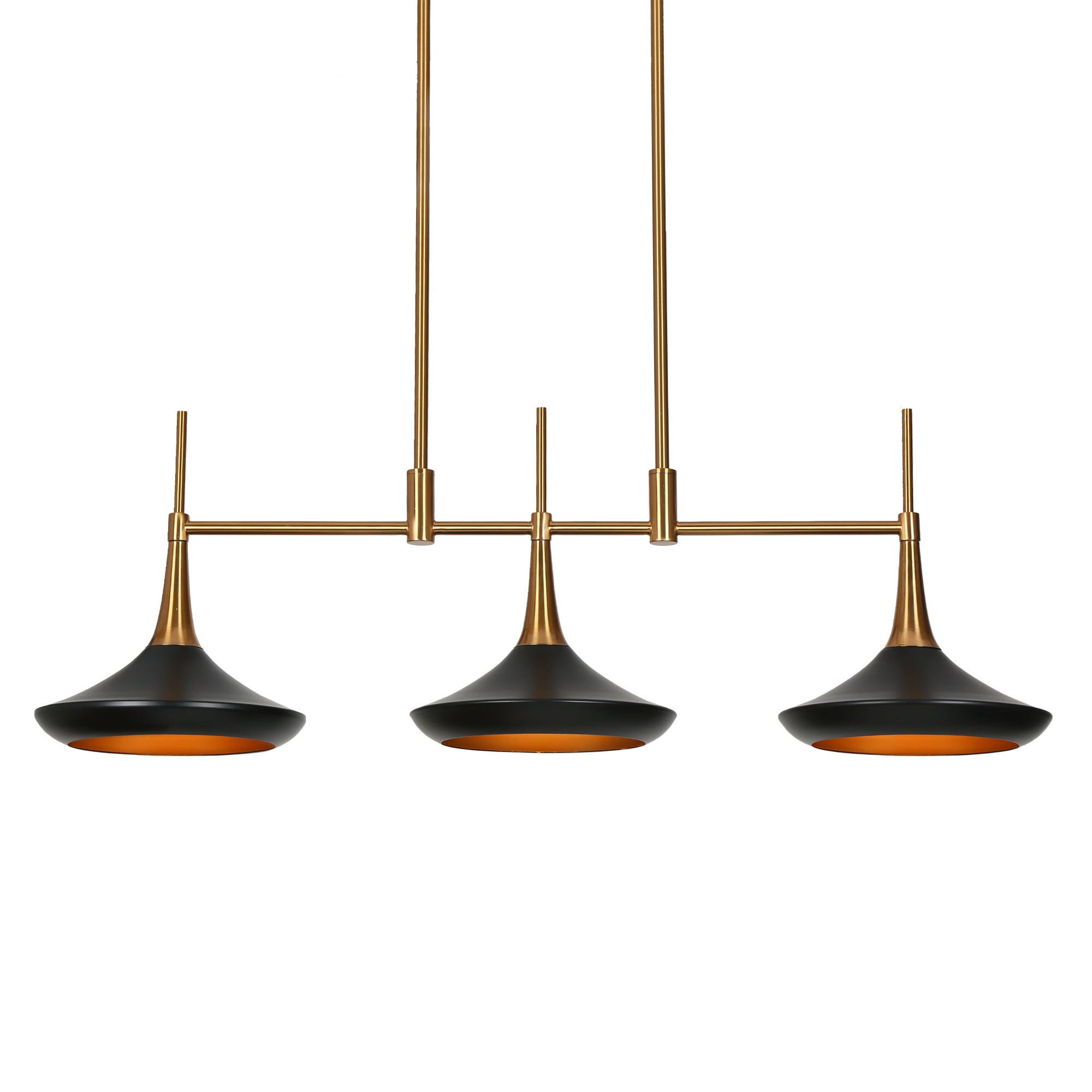LNC 3-Light Black and Gold Linear Pendant for Kitchen Island or Dining Room