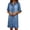 Blue, variant on Rggeeun Womens Dresses Solid Color Denim Lightweight Fabric Ruffled Short Sleeve Collar Woven Knee-Length Slim Fit With Front Buttons & Pleated Hem For Summer Beach Trendy Dress,Black,L