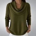 thumbnail image 2 of Lenpel Sweaters for Women Fall Winter Stylish Cowl Neck Pullover Tops Casual Loose Long Sleeve Solid Color Knitted Shirts(Army Green,3X-Large), 2 of 5
