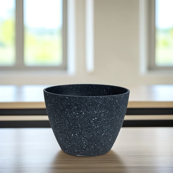 LOLIPPYY Dark Grey Resin Outdoor Plant Pot Modern Stone-Like Planter for Home and Garden