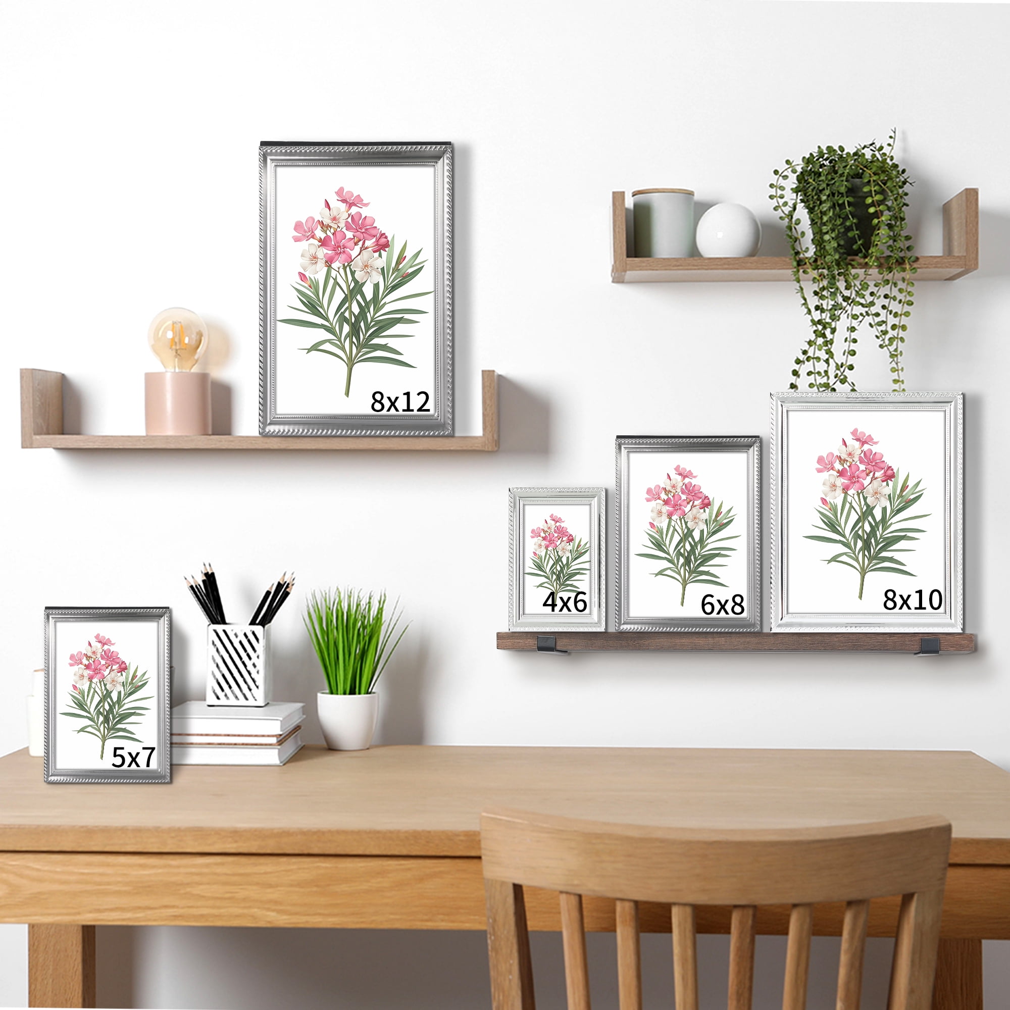 Unique Bargains Metal Picture Frame Modern Vertical Photo Format for Tabletop Grey 8x10"