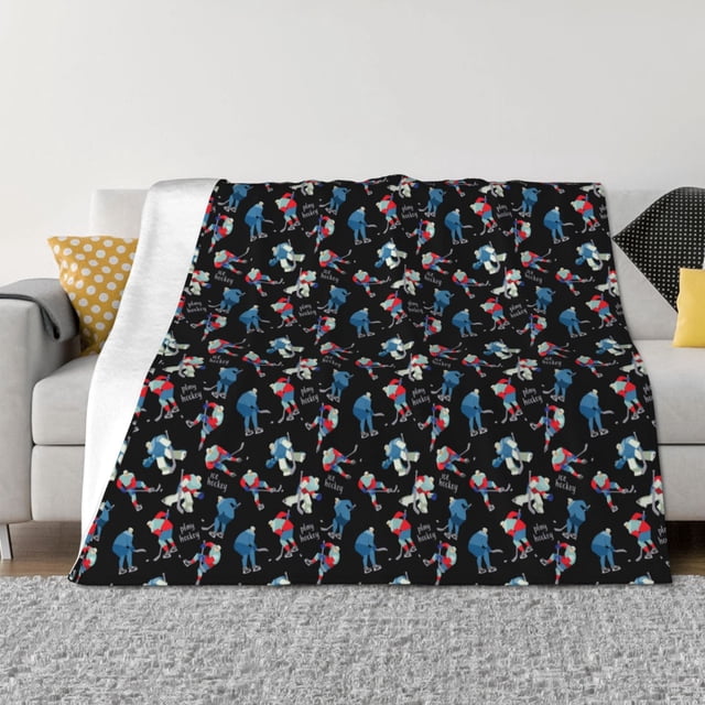 Balery Play Hockey Manta de Franela con Dibujo, Lujo Ultra Suave y Cálido, Antipelusa y Resistente a las Arrugas para Cama, Sofá, Camping -60"x50"