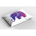 thumbnail image 2 of Yoga Pillow Sham Set of 2, Floral Silhouette with Color Splatters and a Little Heart, Quality Microfiber Bedding Item for All Seasons, 26" x 20", Pink Blue and Vermilion, by Ambesonne, 2 of 3