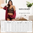 thumbnail image 4 of Sexy Lingerie, AMITOFO Silk Satin Lingerie Sets for Women of 4 Pcs with Floral Lace Top Shorts and Robe, Valentines Day Gift for Women, Burgundy, XXL, 4 of 6