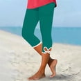 thumbnail image 3 of Womens Capris for Seniors Summer Capri Leggings Women Stretchy Workout Yoga Casual Vacation Beach Pants (Turquoise,XL), 3 of 4