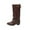 Brown, variant on Women's Fashion Casual Winter Solid Color Versatile Pointed Toe Western Trouser Boots Belt Buckle Mid-Heel High Boots Brown 7