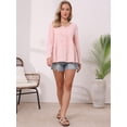 thumbnail image 4 of DARING DIVA Women's Button Down Blouse Long Sleeve V Neck Lightweight Top M Pink, 4 of 6