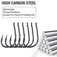 thumbnail image 2 of 100pcs Fishing Hooks Barbed Fishhook for Saltwater Freshwater High Carbon Steel, 2 of 5