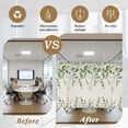 thumbnail image 5 of Sage Green Eucalyptus Window Privacy Film, Farmhouse Weeping Leaves Linen Static Cling UV Sun Blocking Heat Control Window Tint Day and Night, Non-Adhesive One Way Windows Privacy Cover 29.5''x78.7'', 5 of 7