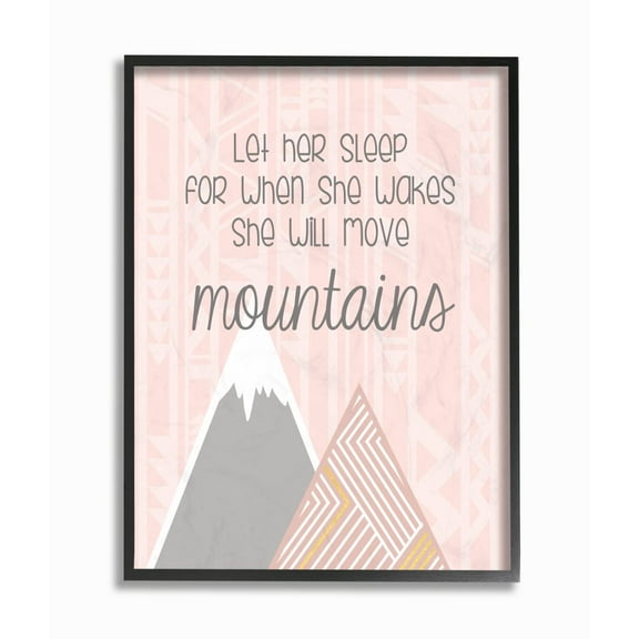 The Kids Room by Stupell Kids Inspirational Word Girls Pink Geometric Mountain Pattern Design Framed Giclee Texturized Art by Anna Quach