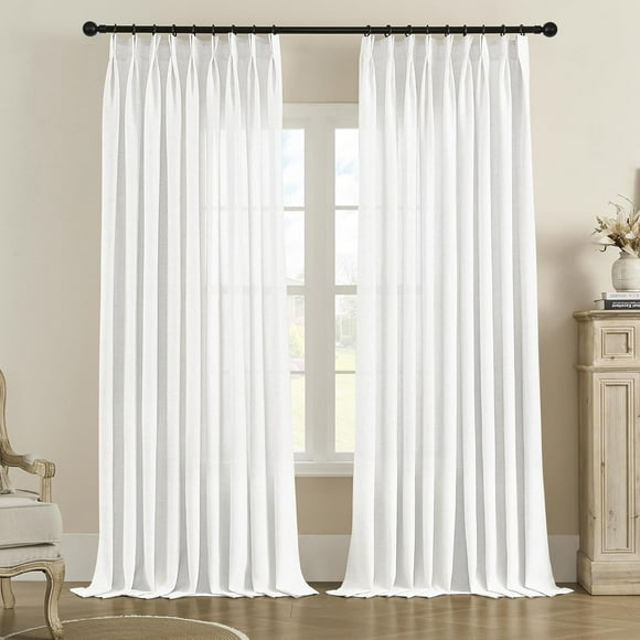 EcoNesxp Extra long pleated tulle curtains with hooks 52 x inch High ceiling pleated curtains 120 inches
