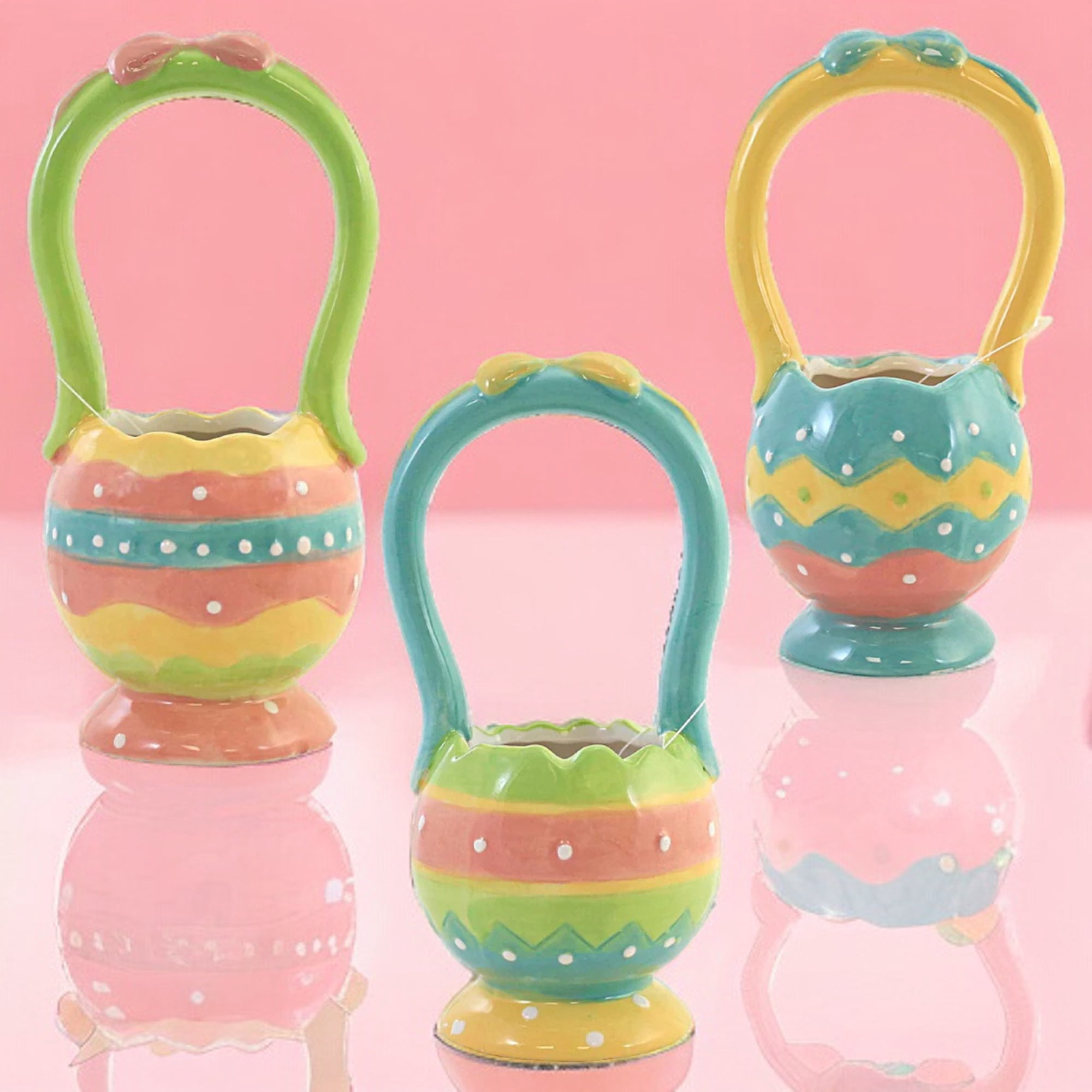 Johanna Parker 6.75In Dottie Baskets, Dolomite, Easter Polka Dots Spring A5074