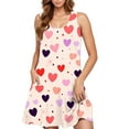 thumbnail image 2 of Dresses Xqxayjr Summer Casual Sundresses with Pockets for Women Knee Length Flowy Swing Midi Tank Wedding Guest Dresses Sleeveless Heart Print A-Line Flare Round Neck Beach Party Dress, 2 of 5