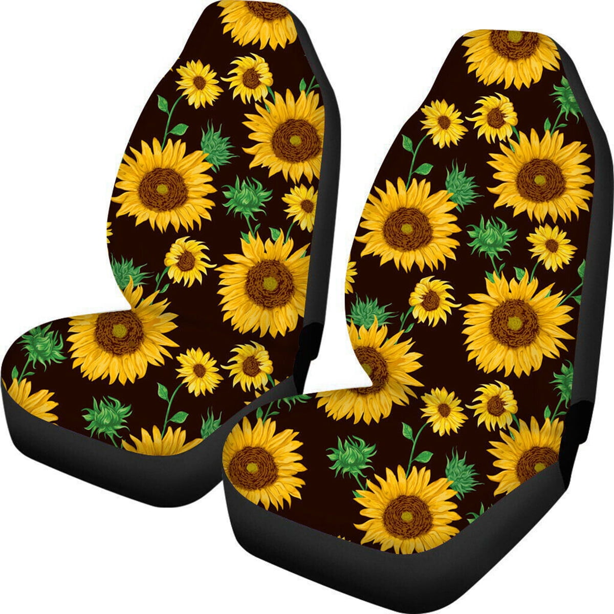 17 Pieces Sunflower Car Accessories Set Include 7 Sunflower Seat Covers 4 Sunflowers Car Mat 4 Seat Belt Shoulder Pads 1 Sunflower Steering Wheel Cover 1 Center Console Armrest Pad Auto Decoration