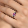 thumbnail image 4 of Gem Stone King 2.19 Ct Oval Pink Created Sapphire Blue Diamond 18K Rose Gold Plated Silver Ring, 4 of 6