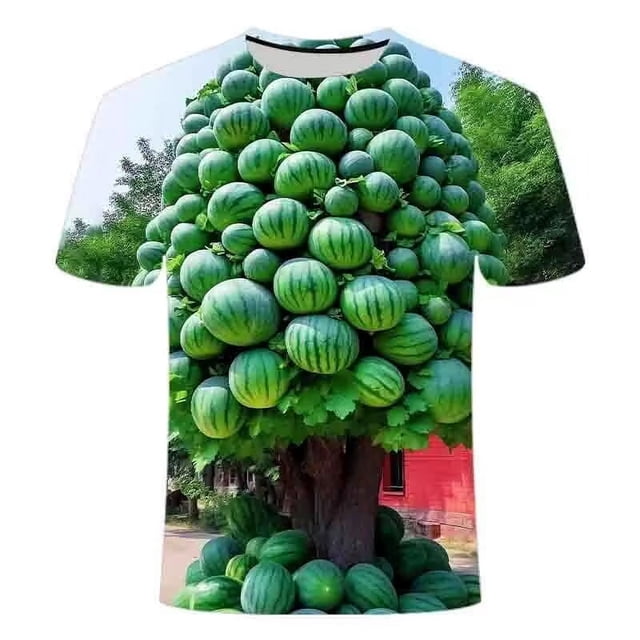 Chemise d'Été Imprimée 3d Melon D\'eau Hip Hop pour Hommes, Personnalité, Manches Courtes, Alternative à la Mode, Col Drôle, Grande Taille, Belle Chemise Deng