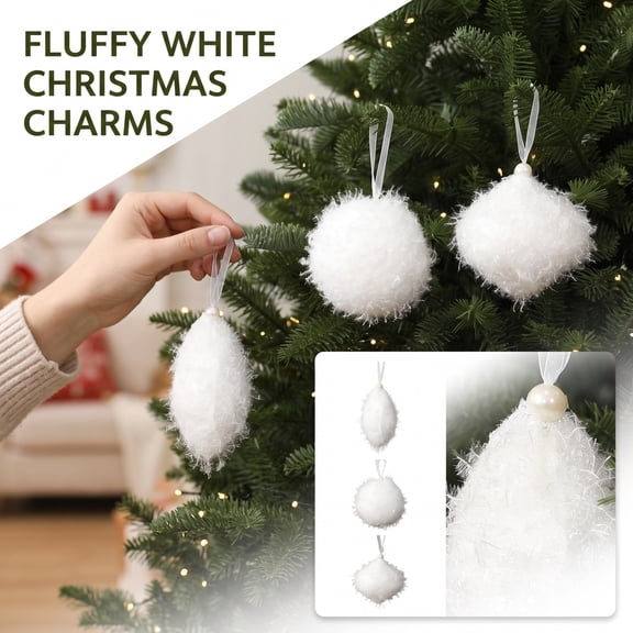 1 pcs, White Christmas Tree Ornament Balls Set, Foam Hanging Decorations for Holiday Tree Display and Home Decor , A