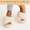 thumbnail image 3 of ELElax Women's Cross Band Slippers Fuzzy Soft House Slippers Plush Furry Warm Cozy Open Toe Fluffy Home Shoes Comfy Indoor Outdoor Slip On Breathable， White, 3 of 8
