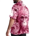 thumbnail image 3 of Pink Monkey Gorilla Men's Short Sleeve Poplin Shirt - Casual Printed Button Down Short Summer Beach Shirts Unisex940, 3 of 6