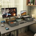 Dual Monitor Stand Riser with Two Drawers, Extra Large Storage for 2 ...