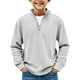 thumbnail image 2 of Sudadera informal holgada de manga larga con cremallera y cuello vuelto de color liso para niños y niñas, parte superior de poliéster, 2 of 5