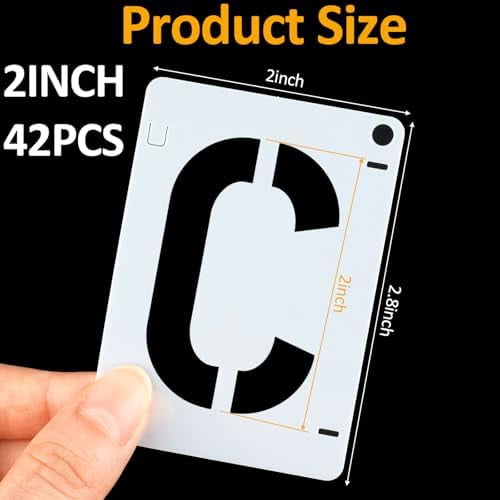 42 PCS Letter Stencils for Painting, Spray Paint Stencil, Alphabet Stencils for Crafts Reusable on Wood, Wall, Rock, Fabric, Sign, School DIY Art Projects （2 Inch