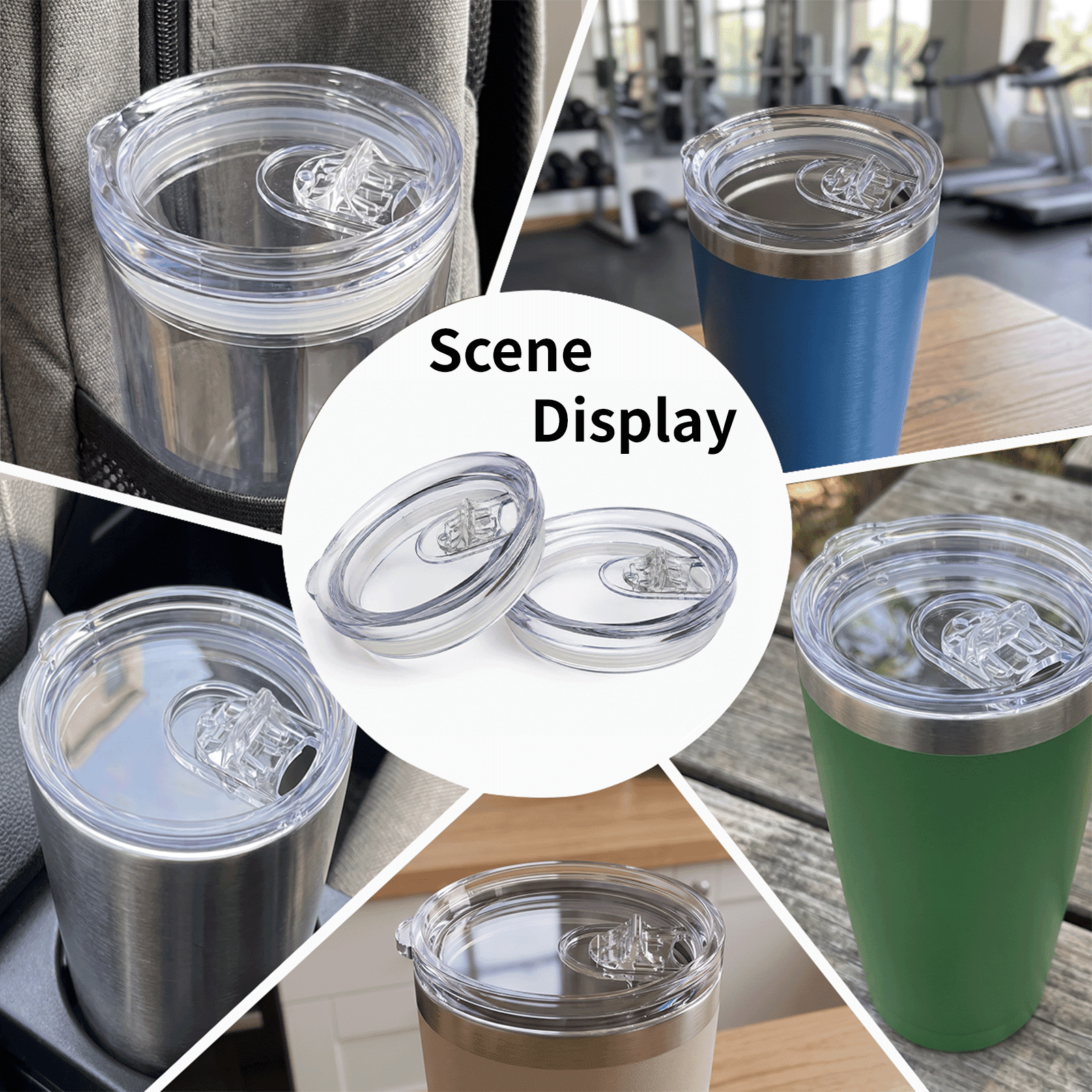 Koomade 2 Pack Tumbler Replacement Lids Including 4 Extra Sealing Rings for 20oz Drinking Tumblers BPA Free