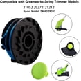 thumbnail image 2 of Thten 29242 29082 Trimmer Spool Replacement 27ft 0.065 inch for Greenworks 20V 40V 21052 29272 and 21212 Dual line Electric String Trimmers with 3411546A6 Cap Covers Parts(6Pack+2 Cap), 2 of 2
