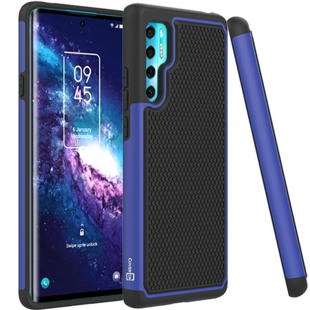 CoverON For TCL 20 Pro 5G Phone Case, Slim Rugged Grip Hard Phone Cover, Blue