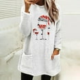 thumbnail image 2 of Lovskoo Women's Fuzzy Fleece Pullover Tops Round Neck Long Sleeve Pocket Printed Winter Thick Warm Plush Top White, 2 of 5