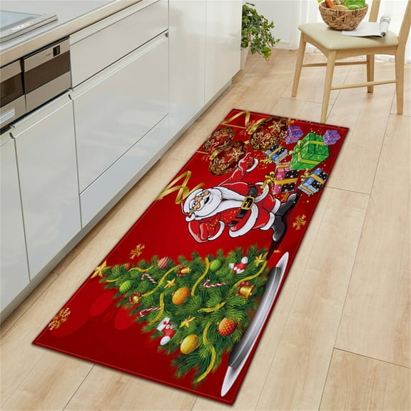 Japceit Christmas Welcome Doormat Decor, Printed Festive Floor Mat Design, Non-Slip Indoor Entryway Carpet for Foyer Decorating, Holiday Home Entrance